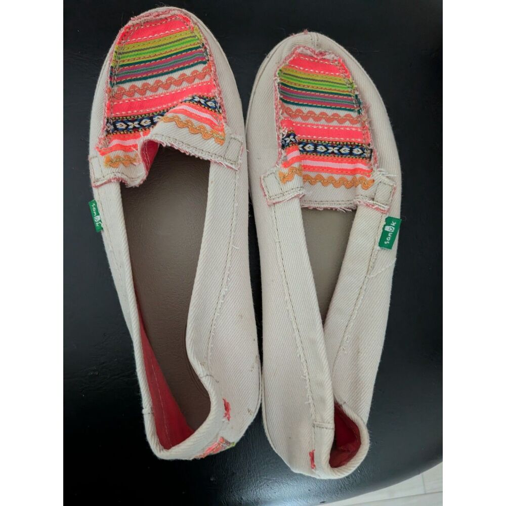 Sanuk Donna Women’s Size 8 Slip On Shoes Boho Multicolor Woven Sidewalk Surfers